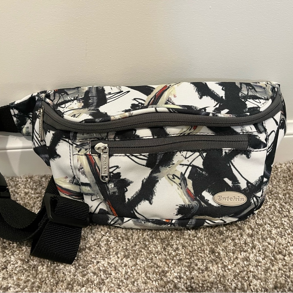Black and White Abstract Belt Bag